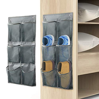 Wall Mounted Shoes Rack 2Pack/Can Store 6Pairs of Sneakers,with Sticky Hanging Mounts, Shoes Holder Storage Organizer Shelf,Door Shoe Hangers (SM06-Gray-2)