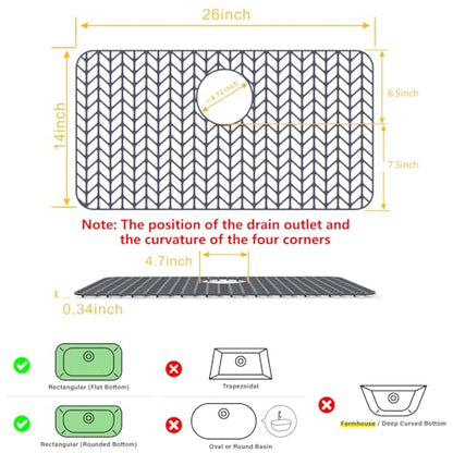 Sink Protectors for Kitchen Sink26"x14"Rear Drain...