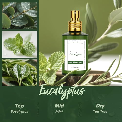 Room Spray Odor Eliminator 3 Pack, Natural Essential Oil Air Freshener Spray for Home Bathroom and Kitchen, Lavender, Citrus, Eucalyptus