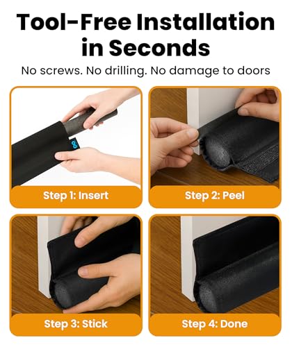 Everlasting Comfort 1 Sided Door Draft Stopper for Bottom of Door - Keeps Cold Air in & Heat Out, 100% Sound Proofing Strip Gap Filler, Quick Install Noise Blocker Sweep for Home - Fits 36" Doors
