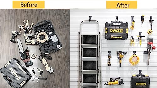 Slatwall Hooks 14 Pack, Heavy Duty Garage Wall Organizer, Multi-Size Hanging Hooks Compatible with Proslat, StoreWALL and HandiWall