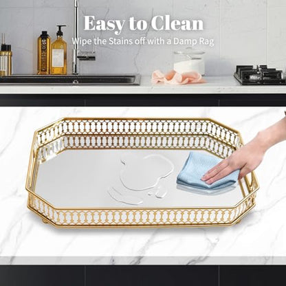 Vintage Gold Mirrored Vanity Mirror Tray Decorativ... (Gold)