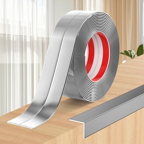 Wall Corner Protector Peel and Stick Corner Trim Molding | Flexible Wall Corner Guards Trim Inside & Outside Self Adhesive Moulding Trim for Edge Corner, Silver, 0.8 in x 20 Ft