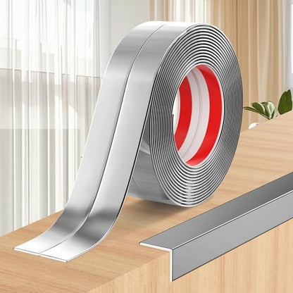 Wall Corner Protector Peel and Stick Corner Trim Molding | Flexible Wall Corner Guards Trim Inside & Outside Self Adhesive Moulding Trim for Edge Corner, Silver, 0.8 in x 20 Ft