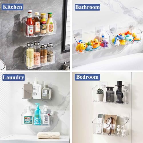 Bath Toy Storage Holder, 2 Pack Clear Bathtub Shower Caddy Shower Organizer | No Drill Large Drainage Basket Holds Bath Toys & Shower Supplies, Keeps Kids Toys Dry for Tub, Shower Stall, Kids Bathroom