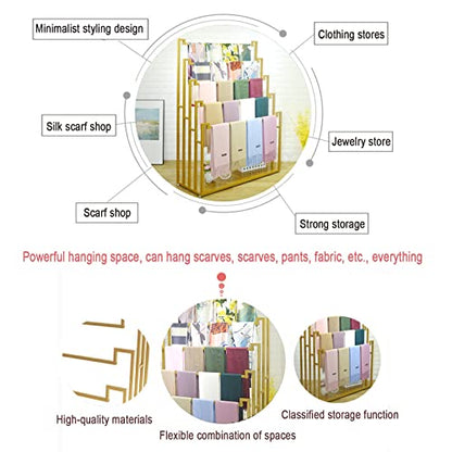 Floor Standing Scarf Display Stand Towel Rack (80X40X150CM) | Metal Freestanding Scarf Holder Organizer Commercial Clothing Retail Store Sheets Suit Pants eco-friendly painted surface