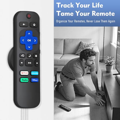 8.5Ft 4 Pcs Magnetic Remote Control Holder, Stretchy Remote Control Tether Wall Mount with Leash and Strong Double N52 Magnets for TV/AC/Light/Fan, Home & RV Organizer Supply