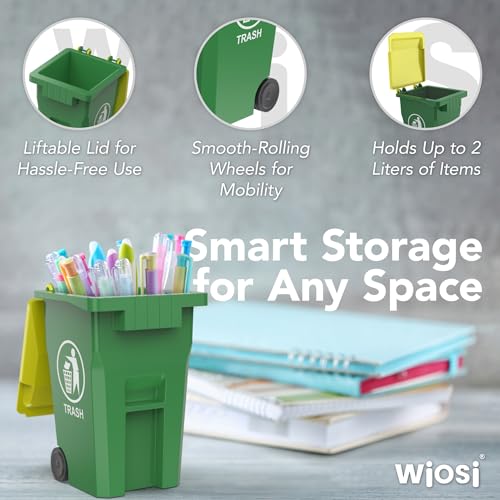 Mini Trash Can/Recycle Bin Pencil Holder for Desks, Blue/Green | Tiny Trash Can, Mini Desk Garbage Can, Funny Pen Holder, Mini Trash Bin, Desk Organizer