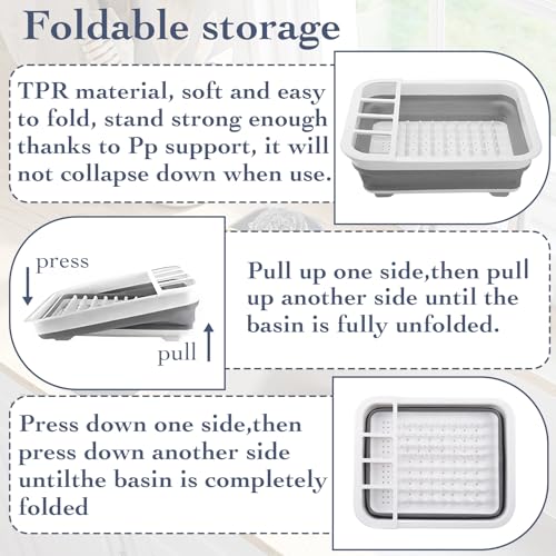 Collapsible Bowls, Plates, and Dishes Drainer, Portable Space-Saving Dish Rack for Kitchen, RV, Campers, and Travel Trailers