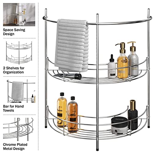Pedestal Sink Organizer - Compact Under the Sink Rack with 2 Storage Shelves and Towel Holder - Space Saving Bathroom Storage by Lavish Home
