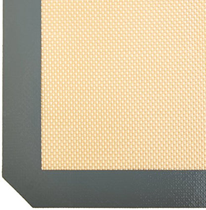 Amazon Basics Silicone Rectangular Baking Mat, Non-Stick, Reusable, Dishwasher Safe, Food Safe, Heat Resistant, 16.5" x 11.6", Beige/Gray, 2-Pack