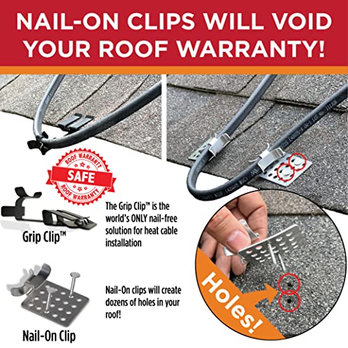 Roof Clips, Safe for Heat Tape, Electric Cable & Roof Heat Cable Installation, Prevents Roof Damage, Easy Nail-Free Outdoor Cable Clips, Your Ultimate Cable Clip (.325-25 Pack)