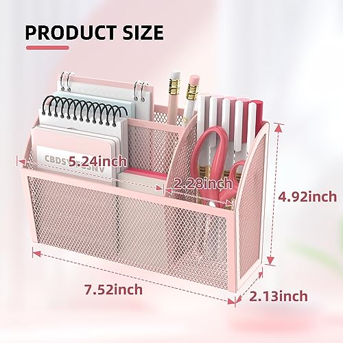 DALTACK 3-Grid Magnetic Pencil Holder, Strong Magnet Locker Organizer, Pink | Mesh Magnetic Shelf, Marker Holder Perfect for Whiteboard, Refrigerator and Locker Accessories
