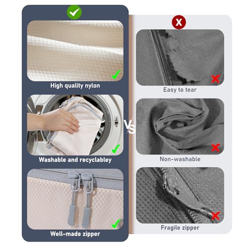 DIMJ Comforter Storage Bag 6 Pack - Blanket Storage Organizer Compression Bags, Large Capacity Ultra Space Saving Self Compression Organize for Bedding, Pillow, Duvet, Sheet Storage with Zipper Window