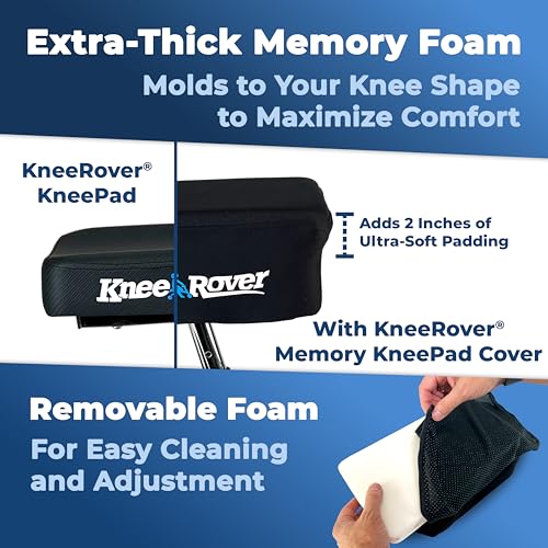 KneeRover Memory Pad Knee Scooter Pad Cover Cushion Accessory | Removable Cover, Comfortable Memory Foam Cushion Insert, Fits Most KneeRover Models, Knee Walker Pad Accessory