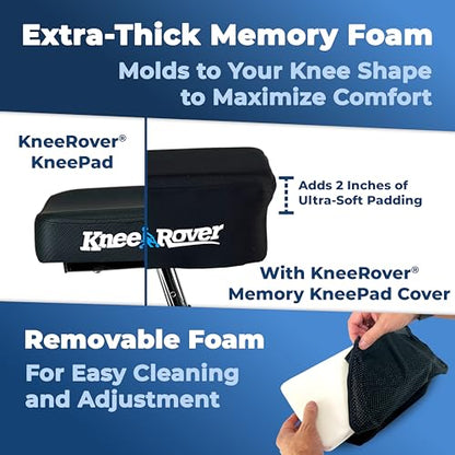 KneeRover Memory Pad Knee Scooter Pad Cover Cushion Accessory | Removable Cover, Comfortable Memory Foam Cushion Insert, Fits Most KneeRover Models, Knee Walker Pad Accessory