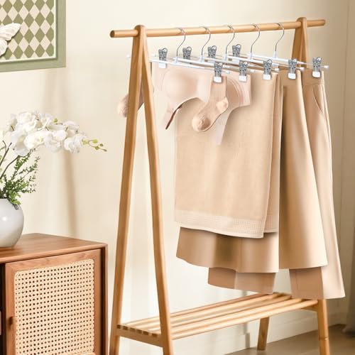HUADYMEET 12 Inch Heavy Duty Pants Skirt Hangers with Clips,White,30 Pack | Metal,Space Saving,Adjustable,Hanger for Jeans Shorts Clothes Slacks Trousers,For Adult Men Women Children, Non Slip