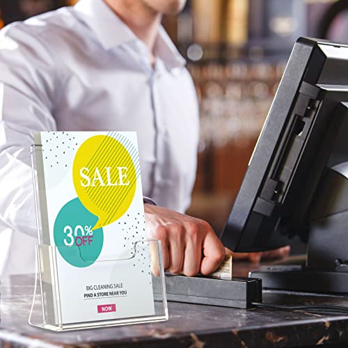Brochure Holder 8.5 x 5.5 inches, Acrylic Flyer Holder with 2 Pack, Plastic Stands for Displaying Magazines, Pamphlets, Literature, Brochures, Booklets, Menu