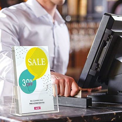 Brochure Holder 8.5 x 5.5 inches, Acrylic Flyer Holder with 2 Pack, Plastic Stands for Displaying Magazines, Pamphlets, Literature, Brochures, Booklets, Menu