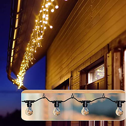 FSAH 36 PCS Q-Hanger Hooks with Safety Buckle, Windproof Screw Hooks | for Outdoor String Lights Hanging Christmas Patio Lights, Plants, Cup Eye Hooks Mount on Wall Ceiling Wood Fence Deck, Black