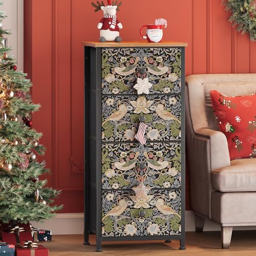 Dresser for Bedroom with 4 Drawer Strawberry Thief...