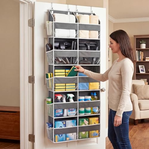 5-Tier Over Door Organizer, 10-Compartment Wide Storage Rack | 20" wide, 80 lbs for heavy family use, 10 side pockets, fits doors for closet, nursery, entryway, dorm, RV, laundry room