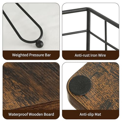 Napkin Holder for Table, Farmhouse Napkin Holders with Weighted Arm, Wood Rustic Napkin Holders for Paper Napkins, Napkins Holder for Kitchen, Dining Table