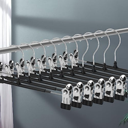 20 Pack Pants Hangers with Clips,Skirt Hangers Space Saving, Heavy-Duty Pant Hangers Metal Clothes Hanger for Closet, Black