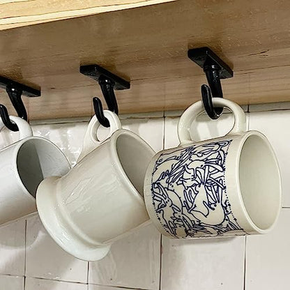 2.5”-Under Cabinet or Shelf Coffee Mug Holder – Cu... (Black | Cast Iron)