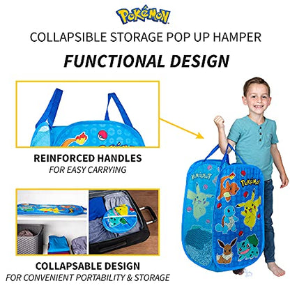 POKEMON Kids Room Collapsible Storage Bin Pop Up Hamper, One Size, (Officially Licensed Product) by Franco