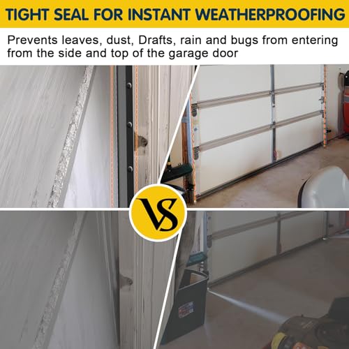 Garage Door Seal Top and Sides - 23 FT TPE Weather Stripping Garage Door Seal Replacement Weatherproofing Universal Sealing, Black