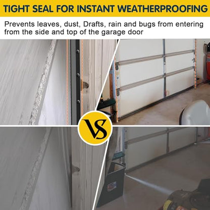 Garage Door Seal Top and Sides - 23 FT TPE Weather Stripping Garage Door Seal Replacement Weatherproofing Universal Sealing, Black