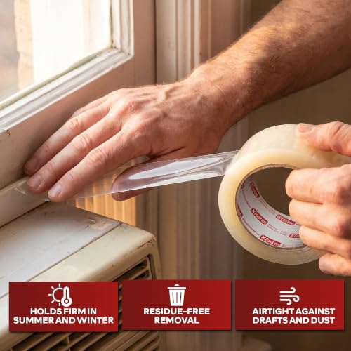 XFasten Window Sealing Tape for Winter 3” x 30 Yards RV Window Stripping for Winter | Heavy-Duty Transparent Weather Sealing Tape for Plastic Window Coverings for Winter, Residue-Free Weather Tape