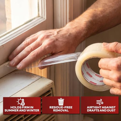 XFasten Window Sealing Tape for Winter 3” x 30 Yards RV Window Stripping for Winter | Heavy-Duty Transparent Weather Sealing Tape for Plastic Window Coverings for Winter, Residue-Free Weather Tape
