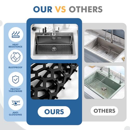 Silicone Sink Protectors for Kitchen Sink -12" 13"... (‎Black(1 Pack))