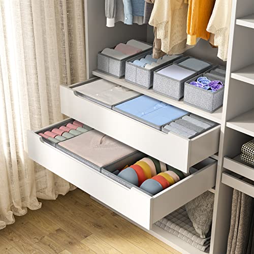 DIMJ Drawer Organizers - 12 Pack Foldable Closet & Sock Organizers, Fabric Dresser Drawer Dividers for Clothes, Underwear, Bras, Socks