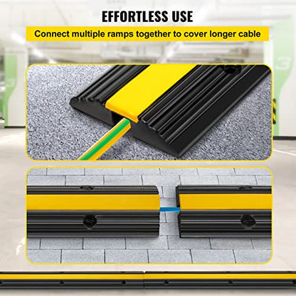 Happybuy 4 Pack of 1-Channel Rubber Cable Protector Ramps Heavy Duty 18000Lbs Load Capacity Cable Wire Cord Cover Ramp Speed Bump Driveway Hose Cable Ramp Protective Cover | Heavy Duty, 18000Lbs Load Capacity, Speed Bump Driveway, Hose Cable Ramp