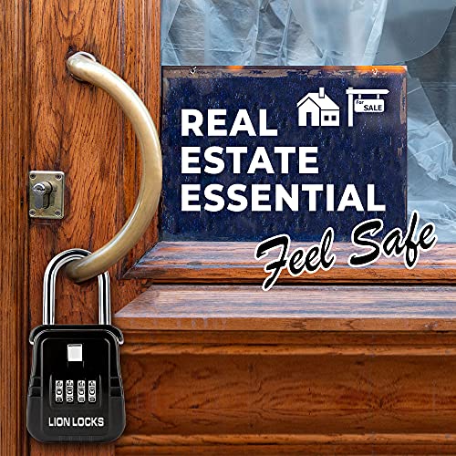 1500 Key Lock Box with Code, Lockbox for Keys Outdoor, Realtor Lock Box for Short-Term Rentals, Holds 5 Keys (6 Pack, Black)