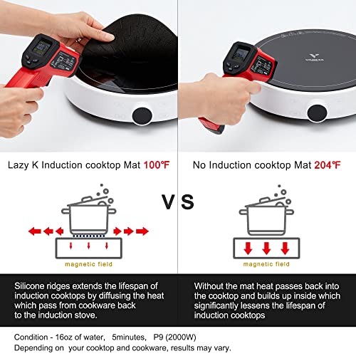 Induction Cooktop Mat - Silicone Fiberglass Scratch Protector - for Magnetic Stove - Non Slip Pads to Prevent Pots from Sliding During Cooking_ Black (11inches)