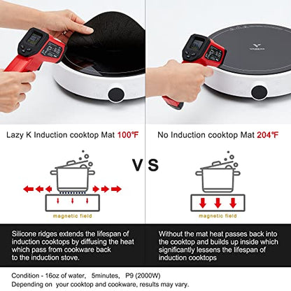 Induction Cooktop Mat - Silicone Fiberglass Scratch Protector - for Magnetic Stove - Non Slip Pads to Prevent Pots from Sliding During Cooking_ Black (11inches)