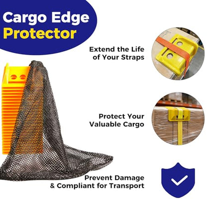 24 Pack 4" Flatbed Edge Corner Protectors for Cargo Load, Compatible with 4 Inch Winch Ratchet Straps, Plastic Tie down Strap Protector with Carrying Case for Flatbed Truck Shipping
