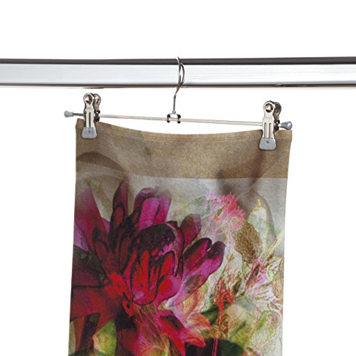 Mawa by Reston Lloyd Non-Slip Space-Saving Clothes Hanger For Pants & Skirts with Two Clips, Style K/40D, Set of 10, 15 3/4"L, White