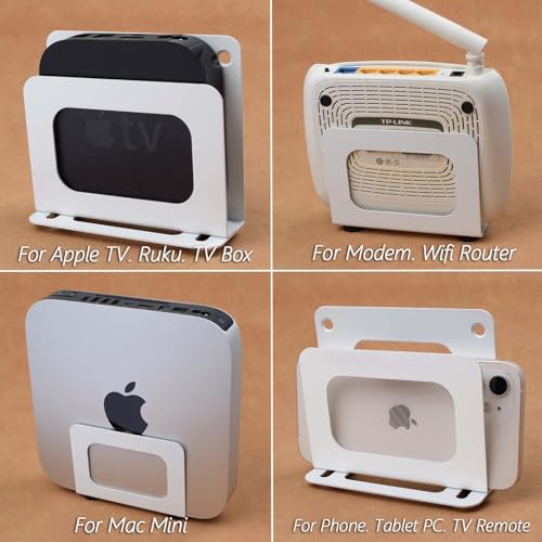 Cable Box Mount Modem Wall Mount Adjustable Wall Mount Holder for Apple TV, Roku, Mac mini, Xiaomi TV Box，Mini PC, Modems, Routers (Narrow)