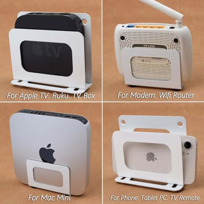 Cable Box Mount Modem Wall Mount Adjustable Wall Mount Holder for Apple TV, Roku, Mac mini, Xiaomi TV Box，Mini PC, Modems, Routers (Narrow)
