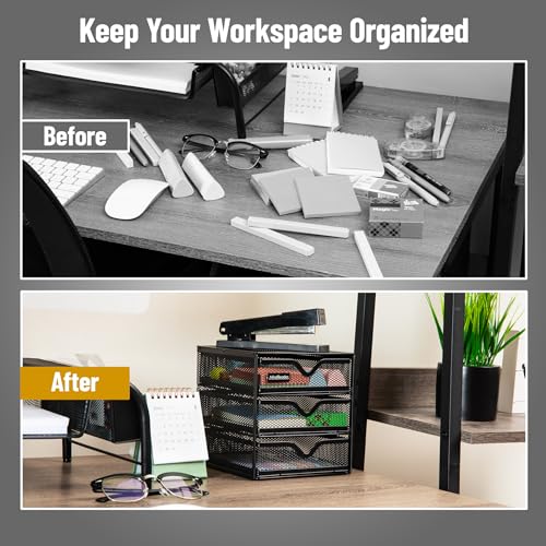 Mind Reader Desktop Accessory Storage, Desk Supplies, Organizer, Office, Metal Mesh, 6.25" L x 6.5" W x 6.5" H, Black