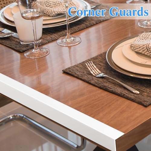 10 Pcs Wall Corner Protector Guards with Self Adhesive, 3/4 x 48 Inches Plastic Vinyl Corner Shield Trim Molding for Furniture Door Tables Cabinet Edge, Avoid Scratching, Easy Install, White