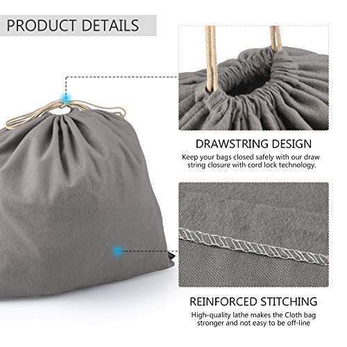 PlasMaller Dust Cover Storage Bags Purified 100% Cotton Flannel with Drawstring Pouch For Handbags Purses Pocketbooks Shoes Boots Set of 3 (Grey)