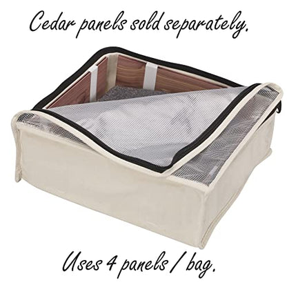 Household Essentials Canvas Sweater Storage Bags, 2-Pack, Breathable Cotton, Under-Bed Zippered Storage with Clear Top Window, Stackable, Cedar Insert Compatible (Not Included), Natural