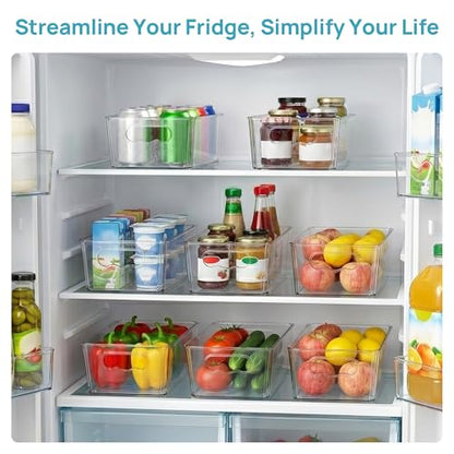 8pcs Clear Storage Bins with Handles (Transparent)