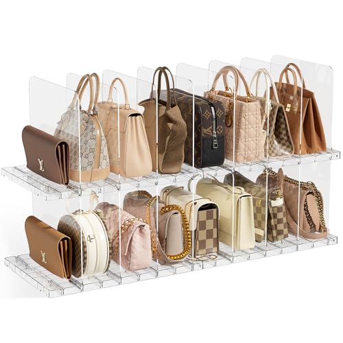 Stackable Purse Organizer for Closet, Adjustable S... (4 Count | Clear | PET)